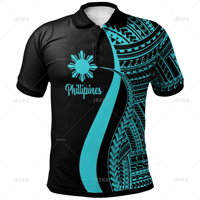 Polo con estampado 3D Harajuku para hombres, camisas con patrones tribales de Filipinas y polinesios, orgulloso de ser de Filipinas