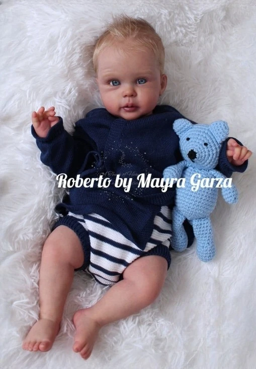 NPK 19''고품질 신선한 색상 미완성 도색되지 않은 DIY 부품 천 몸체가 있는 리본 로베르토 무작위 눈 수집용 아트 인형