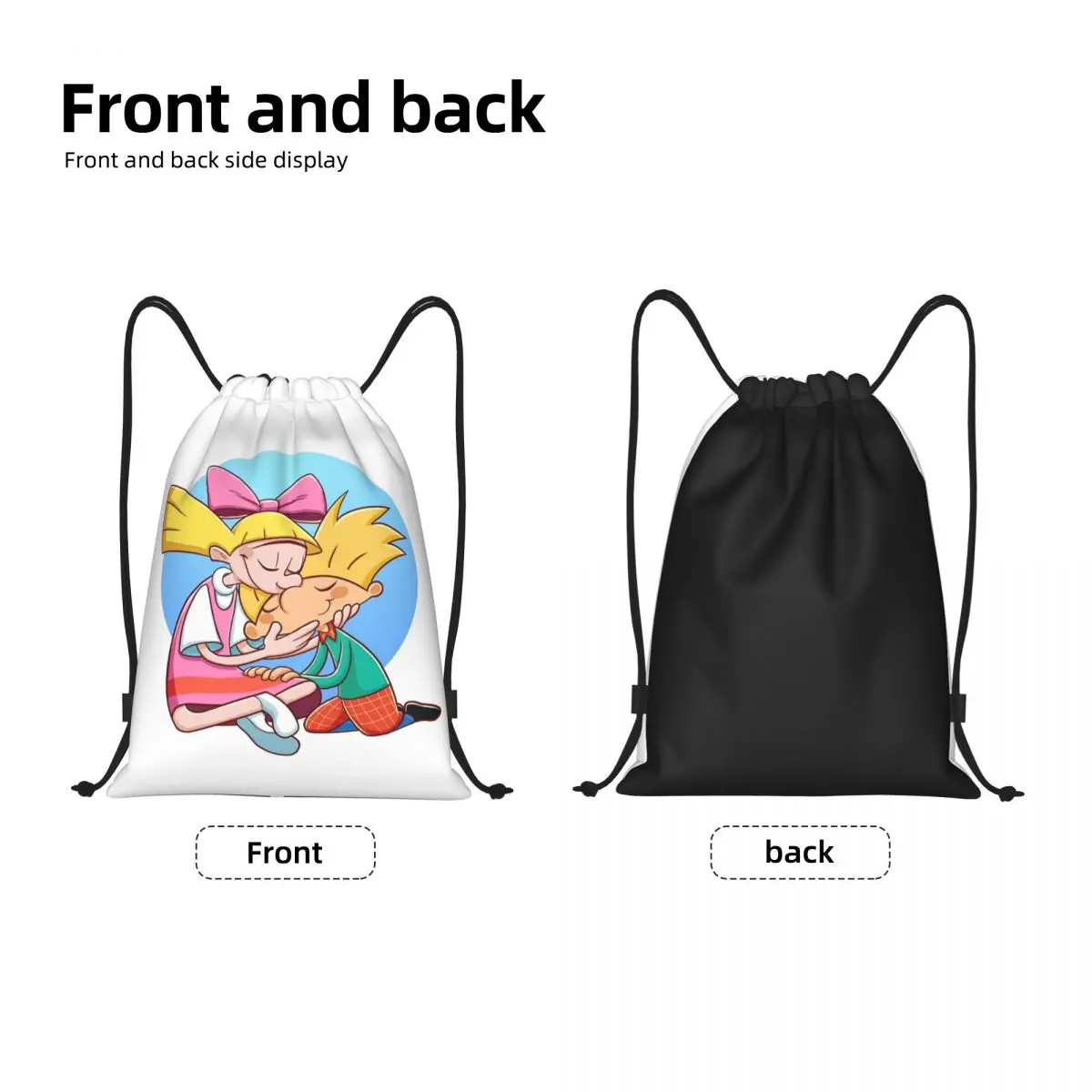 Custom Helga Pataki Anime Animation Hey Arnold Drawstring Backpack Bags Men Women Lightweight Gym Sports Sackpack Sacks Training