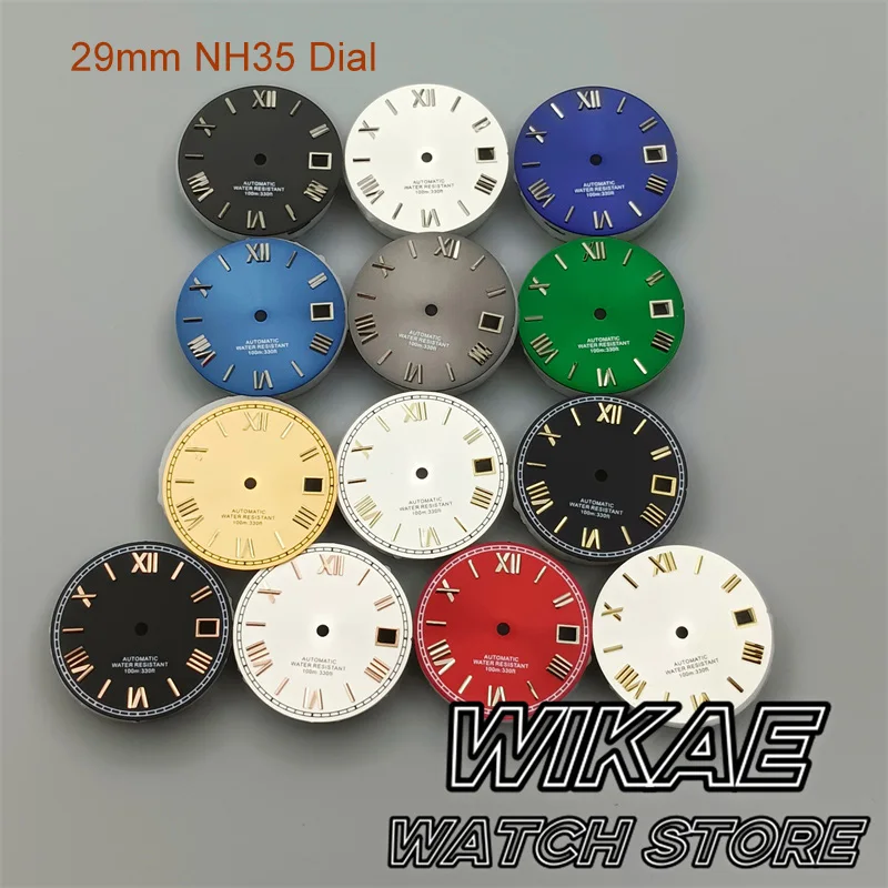 29mm Sunburst Roman Numerals  Watch Dial Silver Gold Rose Index Suitable For NH35 NH36 Movement Watch Accessories Repair Tools