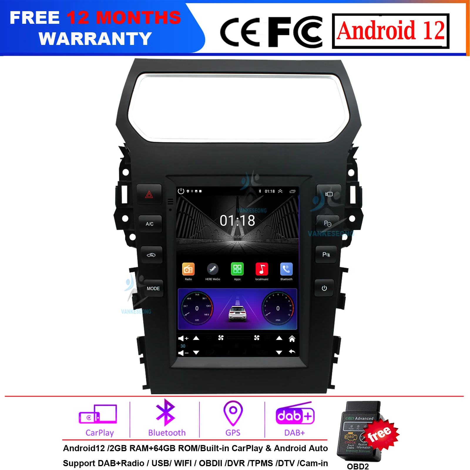 KS9777F 9.7 inch Android 12 GPS Navigation For Ford Explorer 2011-2020 TouchScreen CarPlay Androd Auto Head Unit Radio Stereo