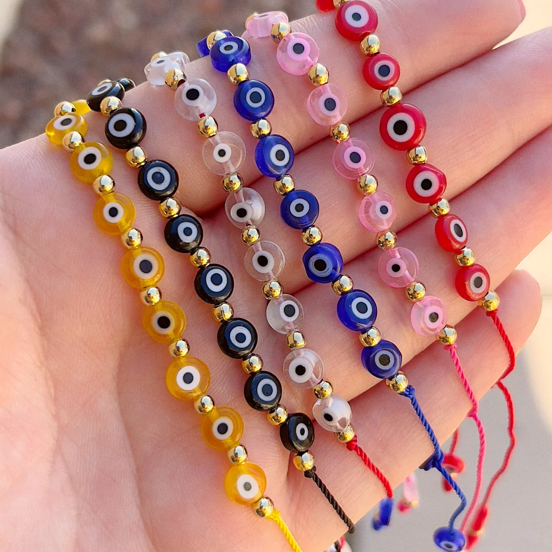 

KKBEAD Turkish Evil Eye Bracelet for Women Protection Jewelry Handmade Beaded Adjustable Rope Eye Pulseras Mujer Accessories