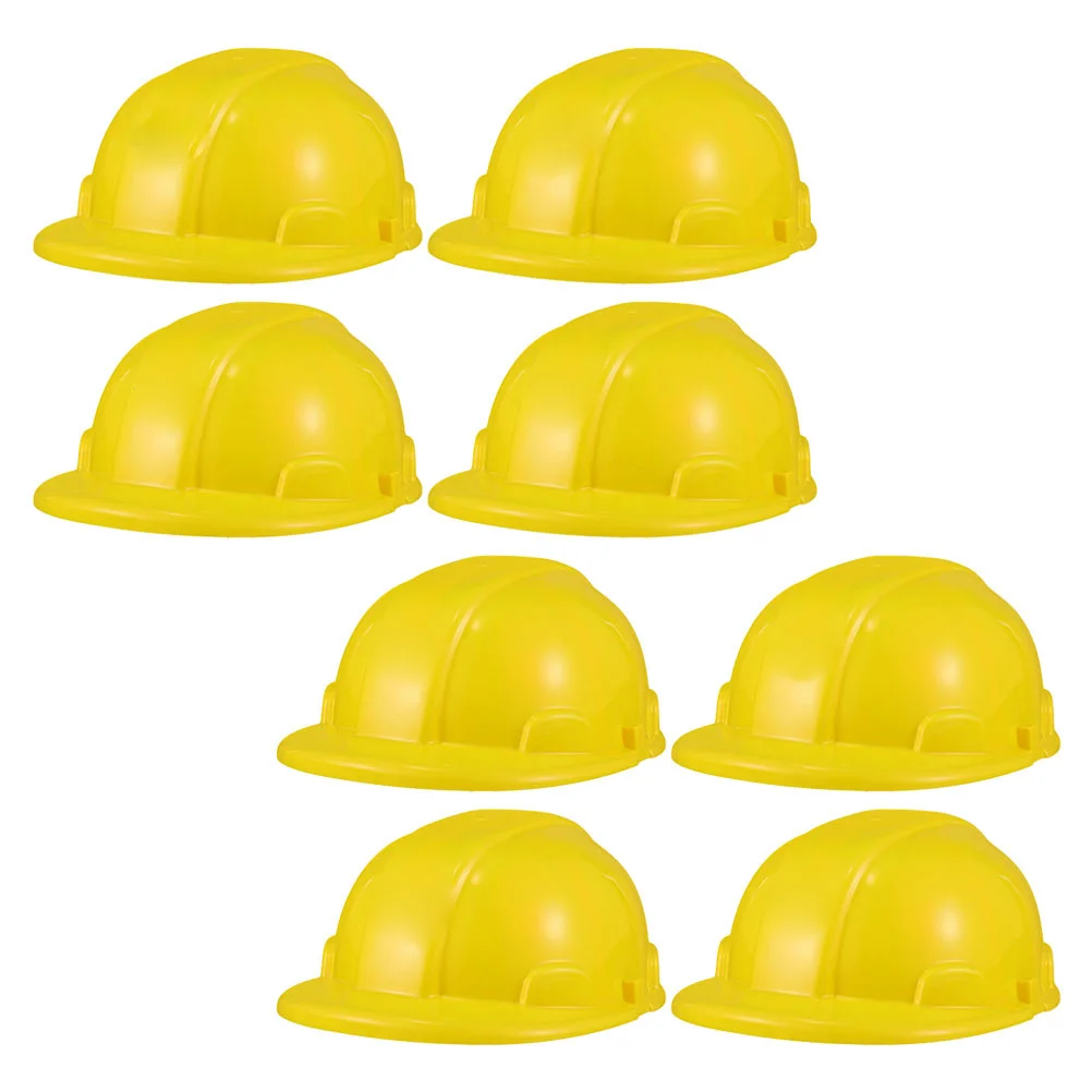 8Pcs Kids Construction Safety Helmets Bright Yellow Role Play Hats Building Dress Up Party Supplies Popular Construction Hat Toy