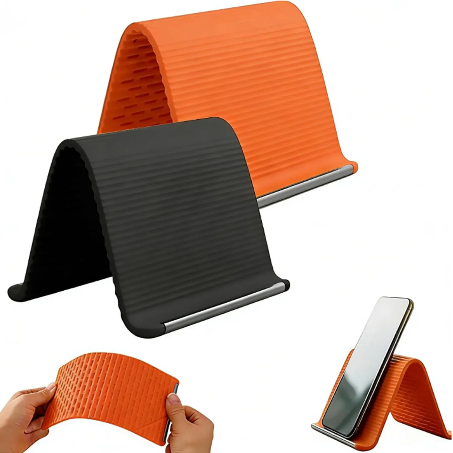 Supporto Pieghevole Portatile in Silicone e Alluminio per Telefono, Stand Regolabile per Viaggi, Aereo, Scrivania, Tablet e Laptop
