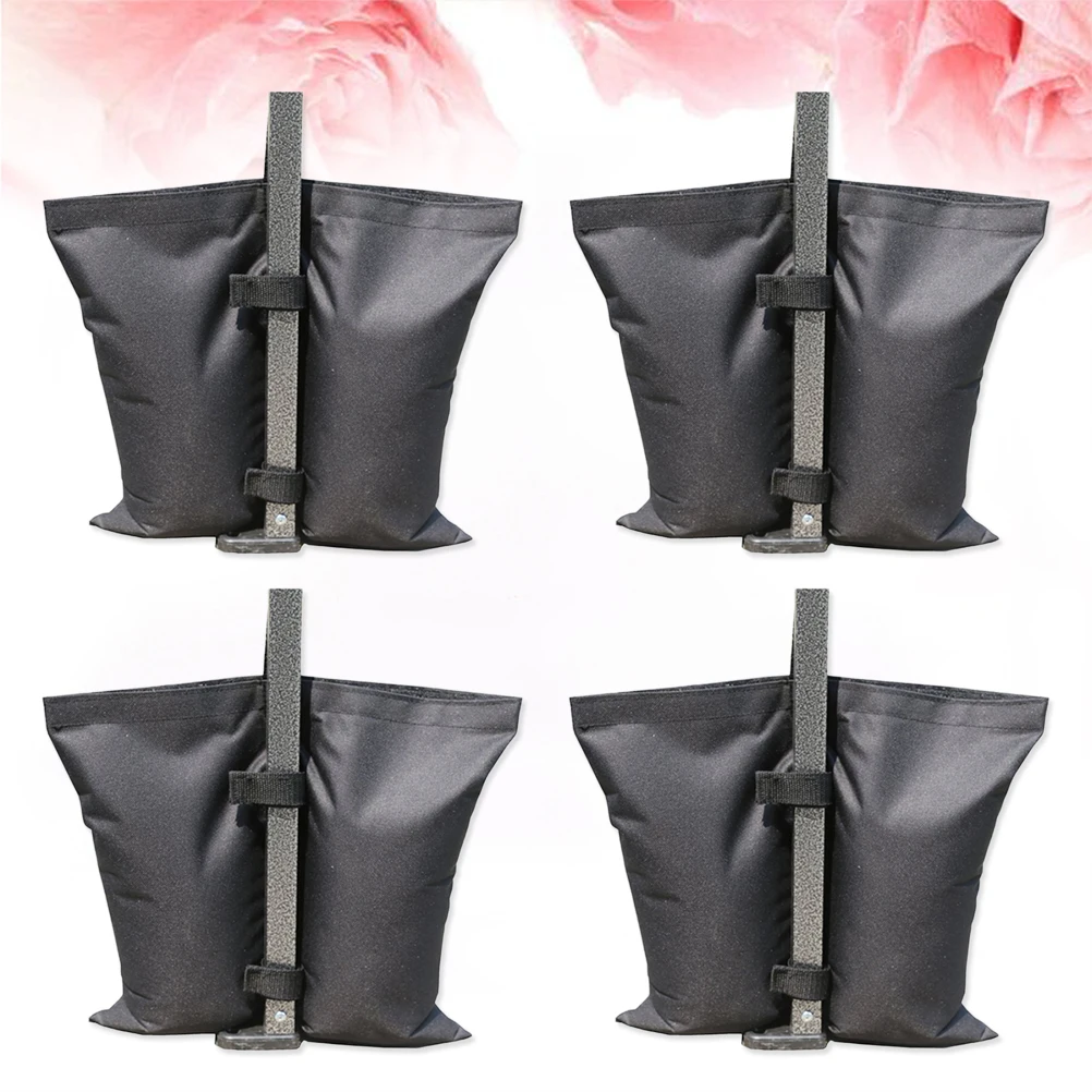 

4 Pcs Tent Sandbags Pavilion Weights Marquee Black Suitable Gazebos Party Tents Outdoor Stability Sand Filled Zipper Hooks Belts