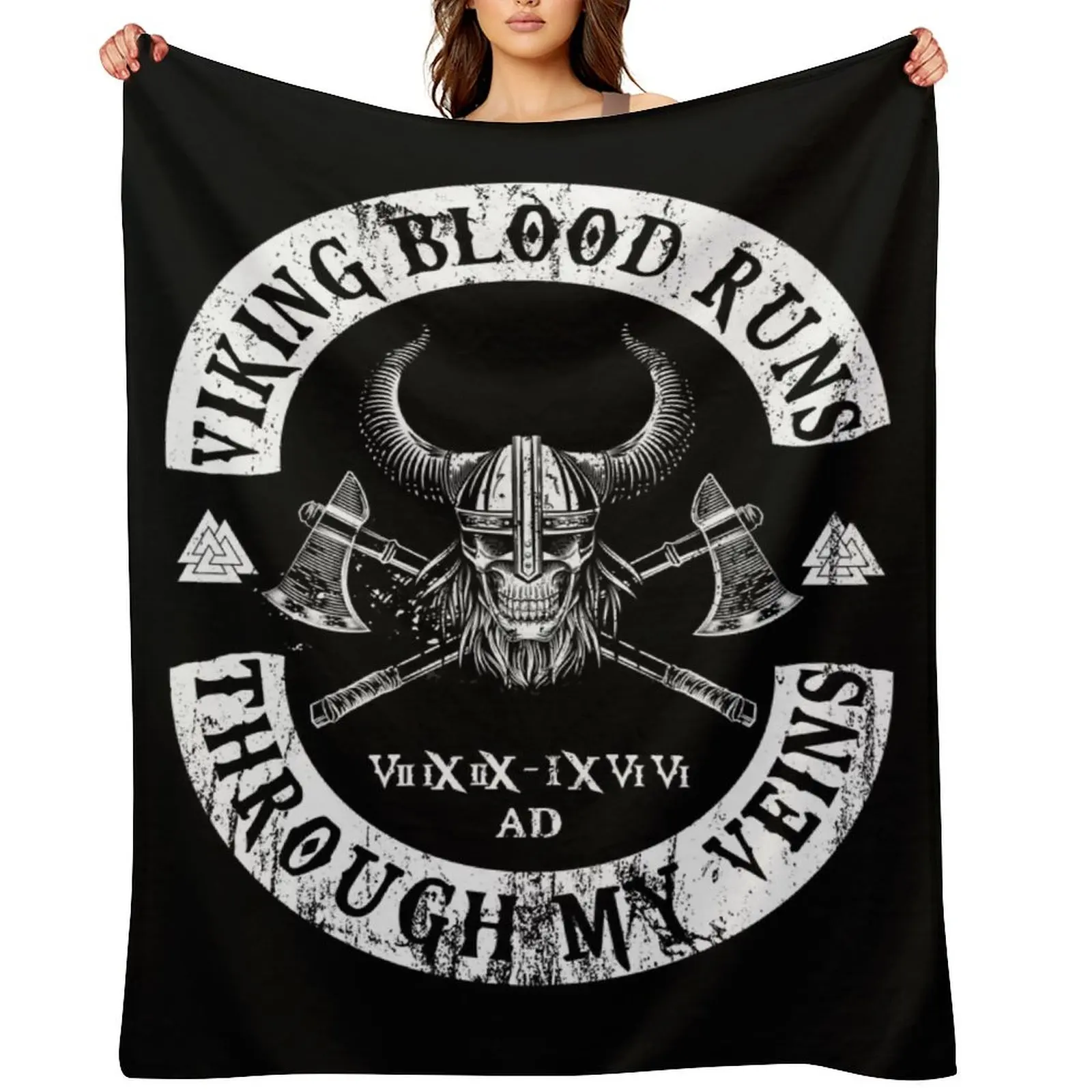 Viking Blood Runs through my Veins Throw Blanket Designers Quilt Decorative Sofa Flannels Plaid Blankets For Sofas Blankets