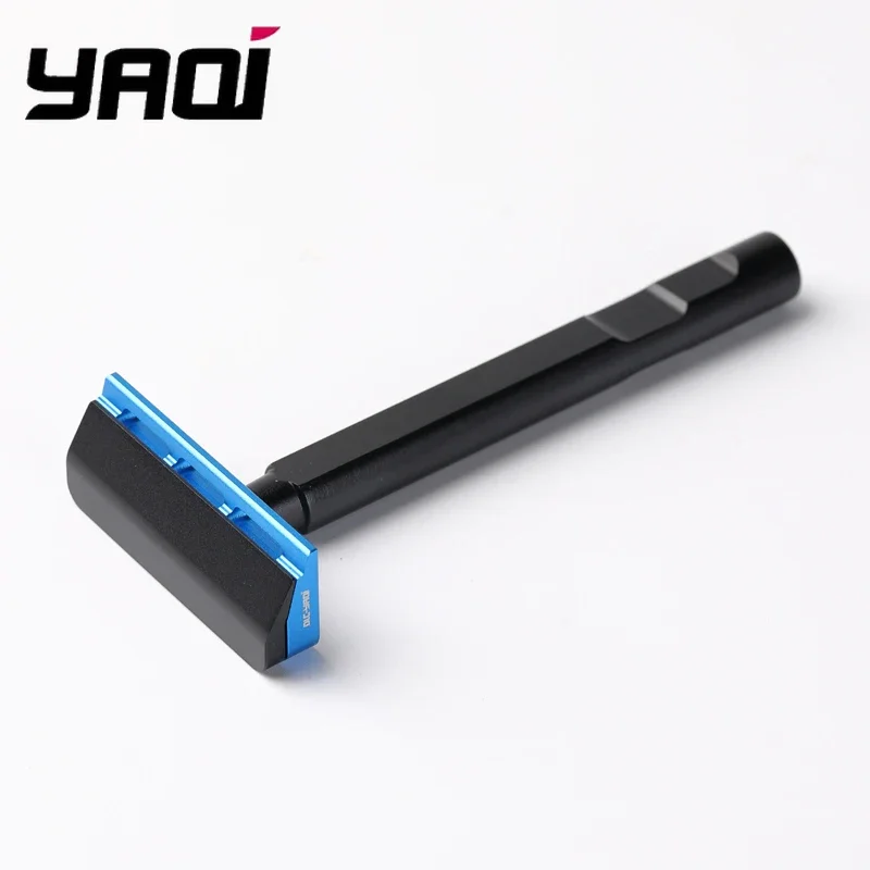 ماكينة حلاقة آمنة YAQI باللونين الأسود والأزرق Tachi (إصدار ألومنيوم) خفيفة الوزن بحافة واحدة #1