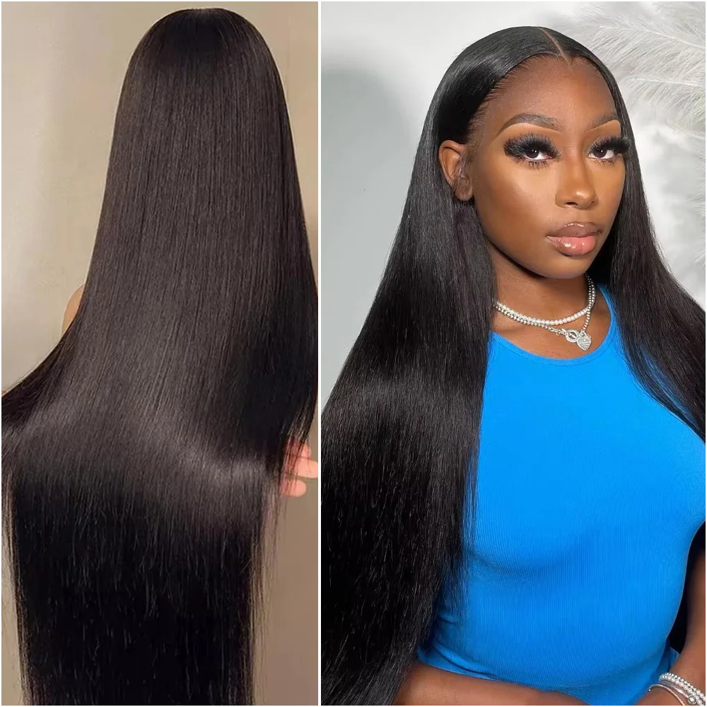 Pelucas frontales de encaje recto de hueso de 38 pulgadas 13x6 5x5 100% cabello humano 13x4 HD peluca Frontal de encaje transparente para mujeres brasileñas 200 de densidad