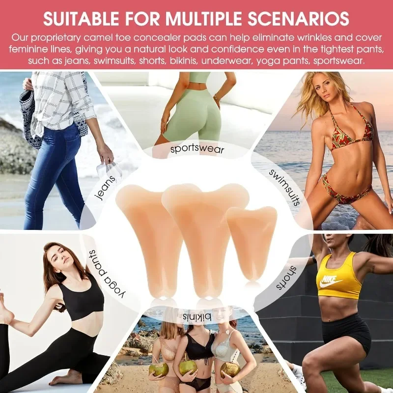 3 عبوات من خافي عيوب أصابع الجمل ومضاد للإدخال، وسادات سيليكون غير مرئية ذاتية اللصق قابلة لإعادة الاستخدام للنساء لملابس السباحة الضيقة #5