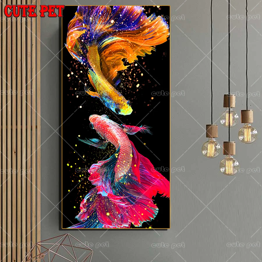 Pesce carpa trapano completo pittura diamante 5D fai da te punto croce bellissimo pesce rosso diamante ricamo strass mosaico decorazione grande