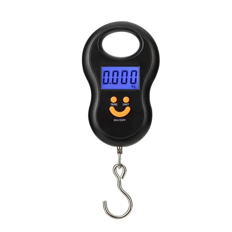 Black Electronic 50Kg 10g Hanging Scale LCD Digital Scale BackLight Fishing Weights Pocket Scale Luggage Scales – Image 6