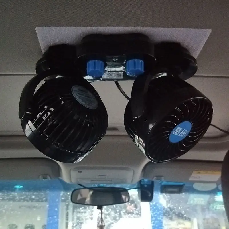 12V/24V Dual Head Car Fan, Ceiling Mounted Strong Wind Cooling for Truck & Electric Vehicle