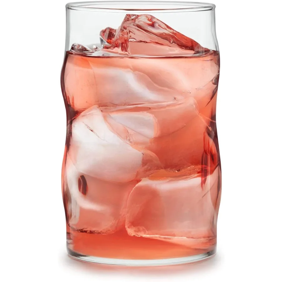 

Lava Tumbler Drinking Glasses All Purpose with Molten Groove Design Set of 8 Tactile Tall Drinking Glasses Ideal for Water Cock