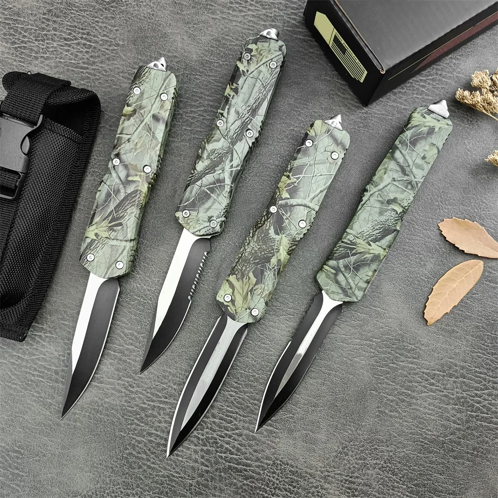 

A07 Pocket EDC Folding Knives 440c Blade Camouflage Green Zinc Alloy Handle Hunting Tactical Knife Tool 4 Styles for Man Gifts