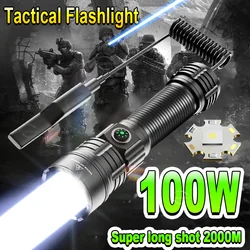 100W LED Super Torches Ultra Powerful Flashlight USB Rechargeable Flash Light Night Scout Lights LED Zoom Tactical Lantern