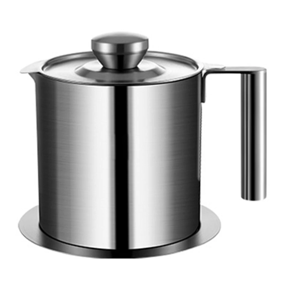 

Серебряная кастрюля-фильтр для масла, совместимая с индукционными плитами и фритюрницами, с пылезащитной крышкой, для кухонного использования