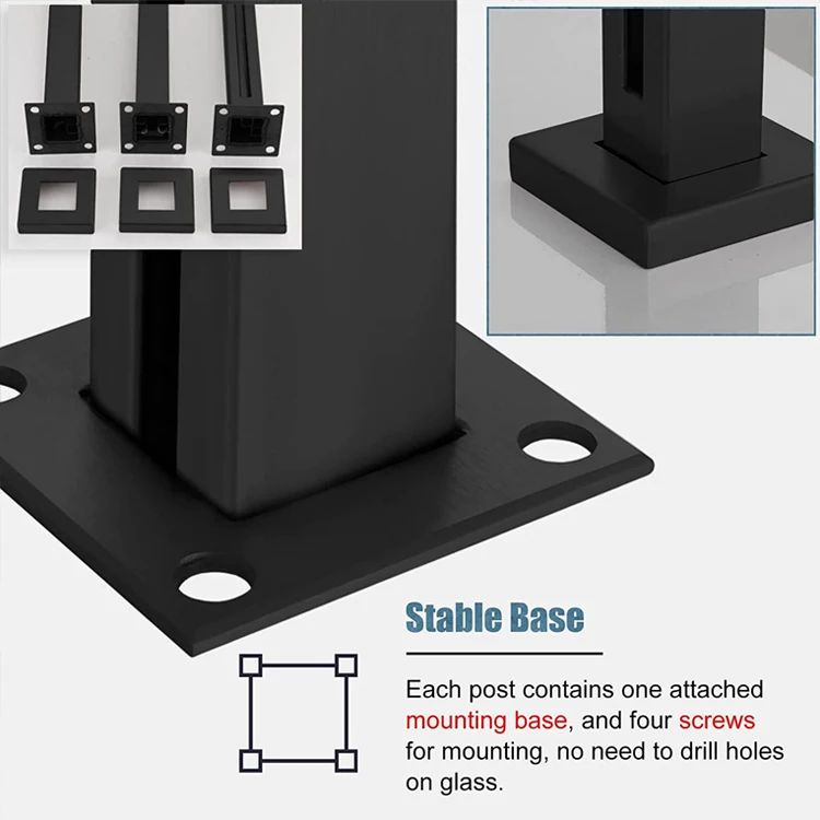 التخصيص في الهواء الطلق الفولاذ المقاوم للصدأ درابزين الدرج آخر الزجاج شرفة الدرابزين سطح السفينة درابزين