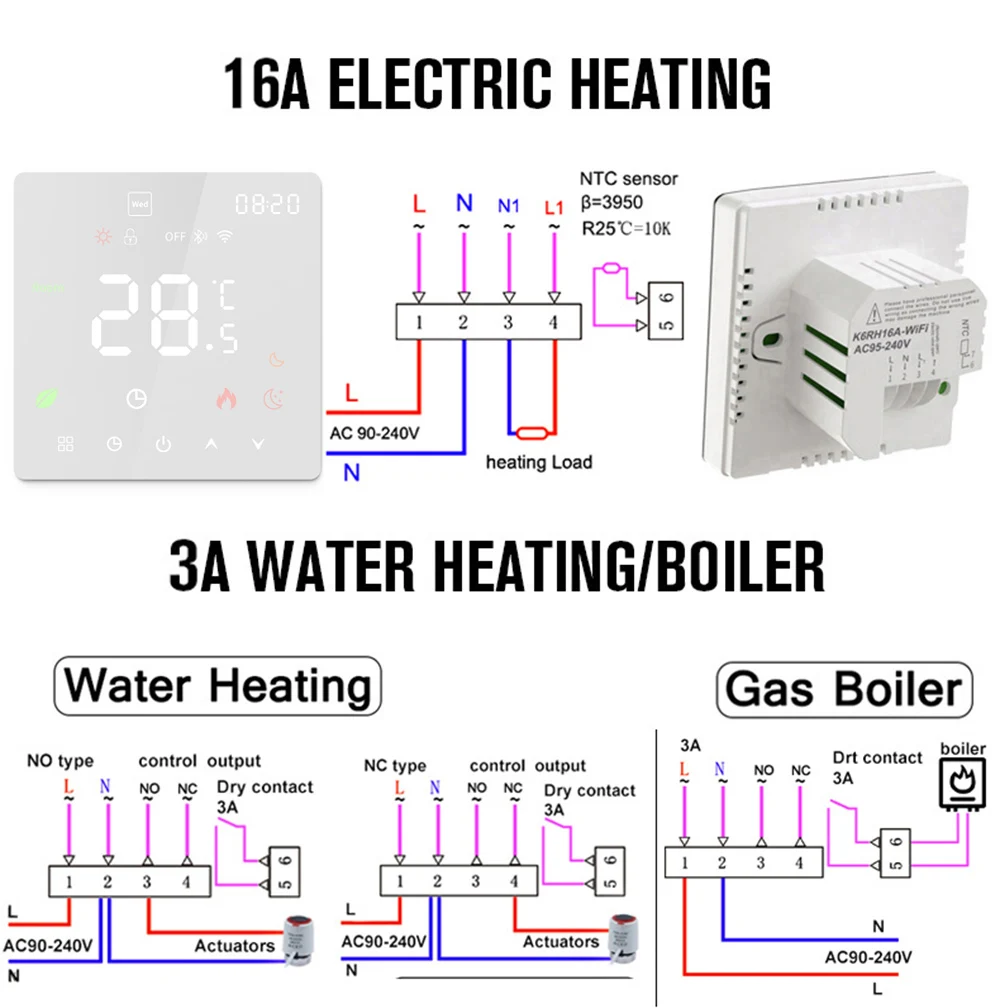 Imagem -03 - Tuya Wifi Termostato Inteligente Aquecimento Elétrico de Piso Trv Água Caldeira a Gás Temperatura Voz Controle Remoto para o Google Home Alexa