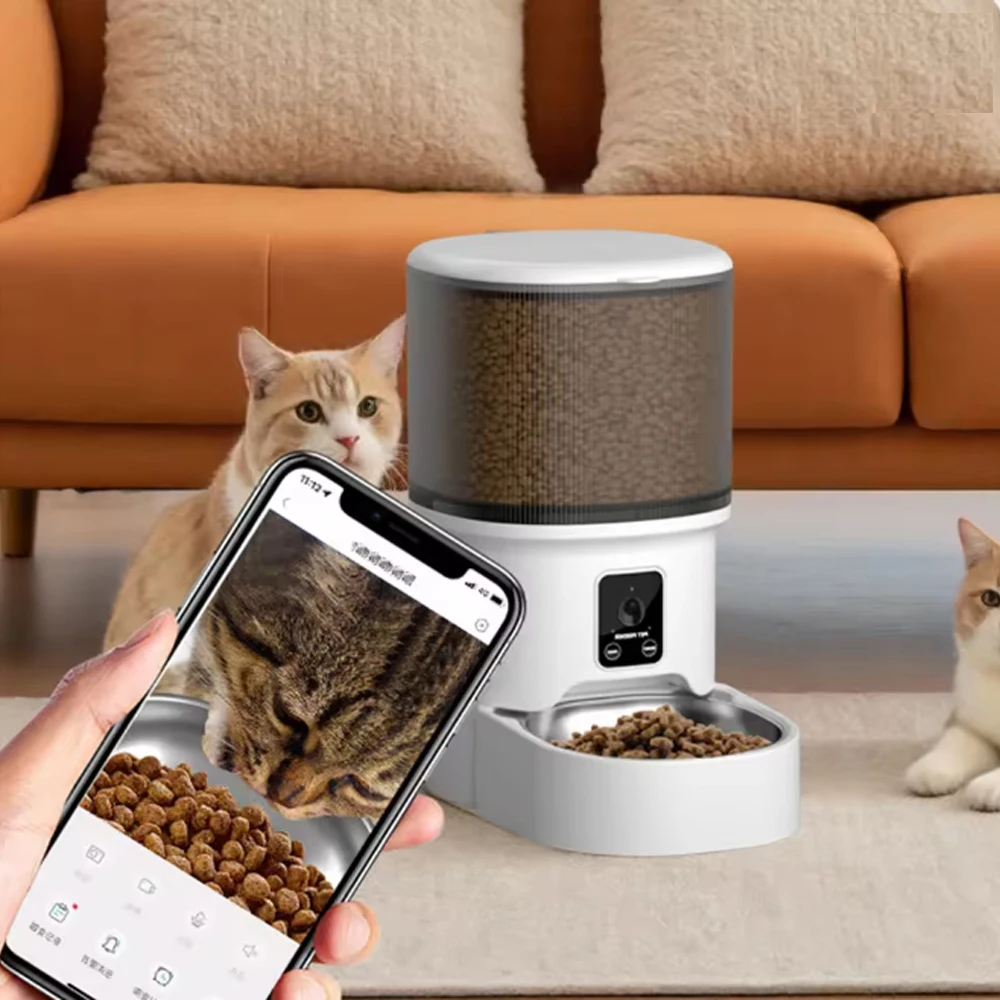 

Автоматическая кормушка для кошек и собак с Wi-Fi, 4 л, с кнопкой управления, умный дозатор корма для домашних животных (без адаптера 5В 1А)