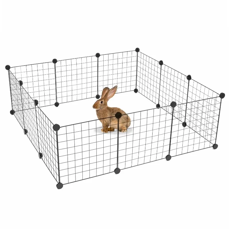 

Pet Playpen, Small Animal Cage Indoor/Outdoor Metal Wire Fence for Rabbits,Guinea Pigs,Small Animals Configurable 12 Panels