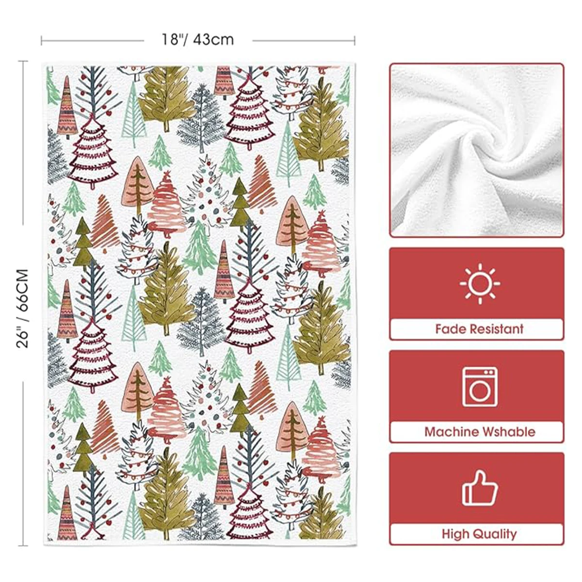 1/2pcs Xmas Trees Lamp Truck Balls Boho Christmas Kitchen Towels Dish Towels, Seasonal Winter Xmas Decoration Hand Towel