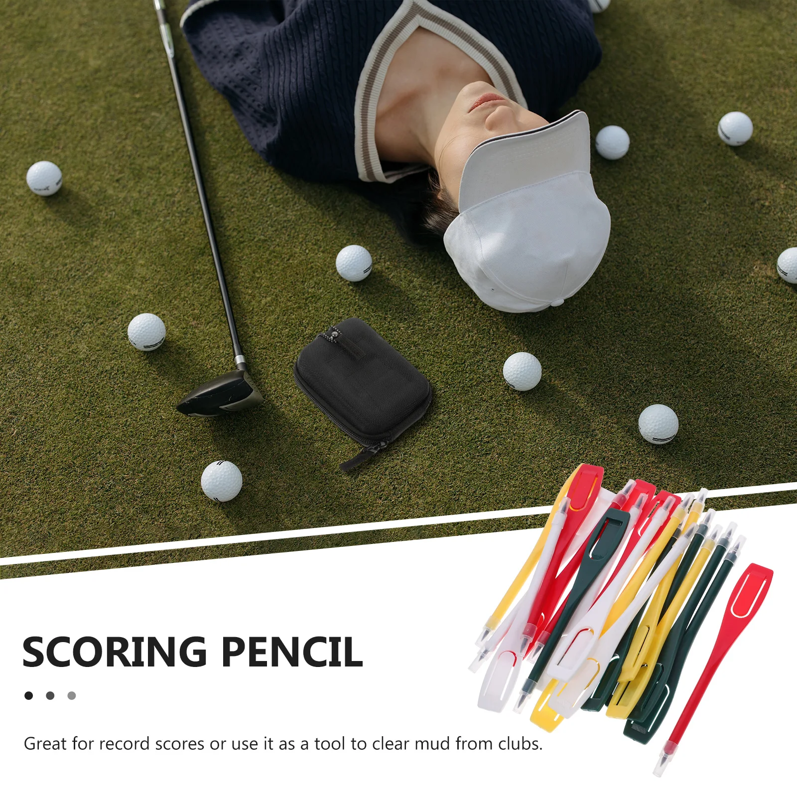 

20pcs Golf Score Pen Pencil Lead Marker Mixed Color PP Material 11.2cm Long Convenient Carry Clip on Clothes Bags for Record