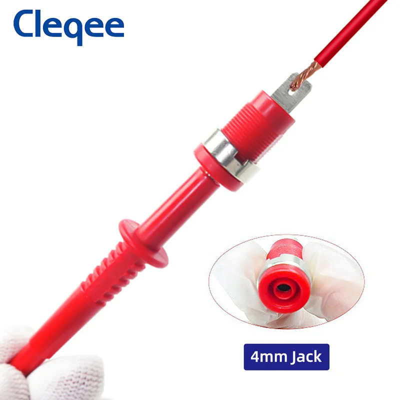 Cleqee P5011 32A ทดสอบมัลติมิเตอร์4มม. ปลั๊กกล้วยพร้อมแจ็ค4มม. เครื่องมือทดสอบ IC หุ้มฉนวนทองแดงแบบ2 in 1 1000V