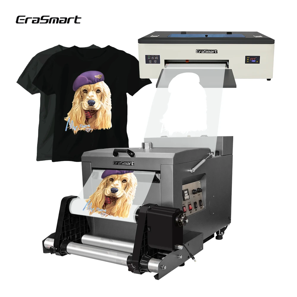 

Erasmart heat transfer 1390 L1800 DX5 custom t shirt printer dtf printer a3 with powder shaker machine