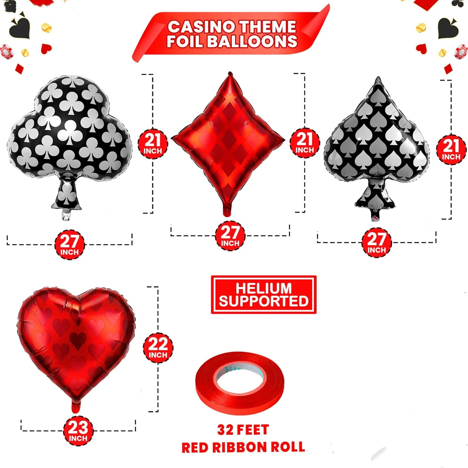 Ballon en Latex pour Poker Casino, 15 pièces, en aluminium, pour mariage, fête de noël, réception-cadeau pour bébé, décoration d'anniversaire