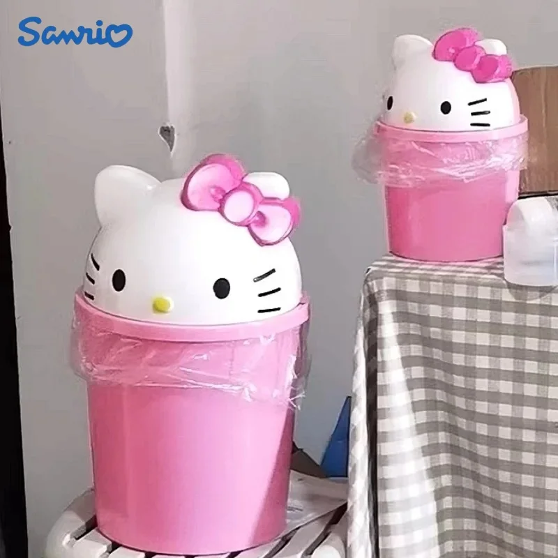 New Sanrio Hello Kitty Dustbin Trash Can Rubbish Bin Garbage Binsanrio Kawaii Trash Paper Basket Can Living Room Bedroom Toilet