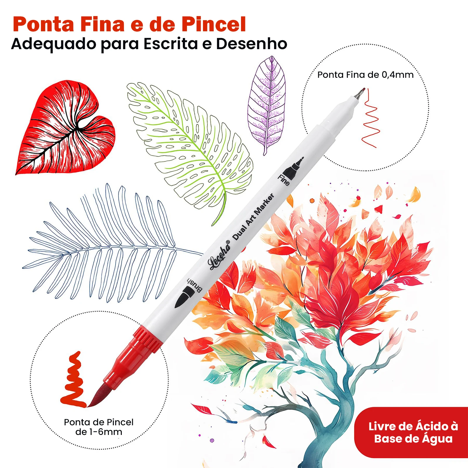 2 in 1 Professional Brush Pen Pen Pen and Thin Tip Kit for Lettering Handwriting and Drawing Color Pens Dual Tip for Air