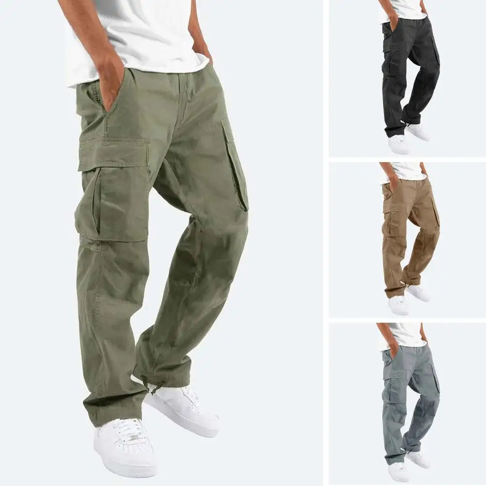 New Cargo Pants Men\'s Loose Straight Oversize Clothing Solid Grey Versatile Work Wear Black Joggers Cotton Casual Male Trousers