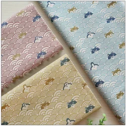 Thicken Cotton Fabrics With Sea Curve Dog Head Print, Handmade DIY Bag Cloth Material 100% Cotton CR-20