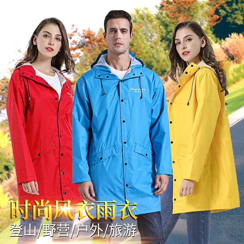 Long Raincoat Jacket Men and Women Adult Outdoor Travel Hiking Windbreaker Waterproof Thickening Poncho Portable Rain Gear