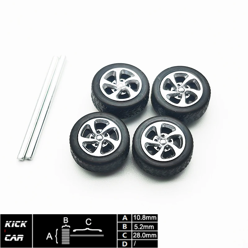 Model Car 1:64 Scale Wheels For Hotwheels with Rubber Tire Basic Model Car Modified Parts Racing Vehicle Toys Tomica MiniGT