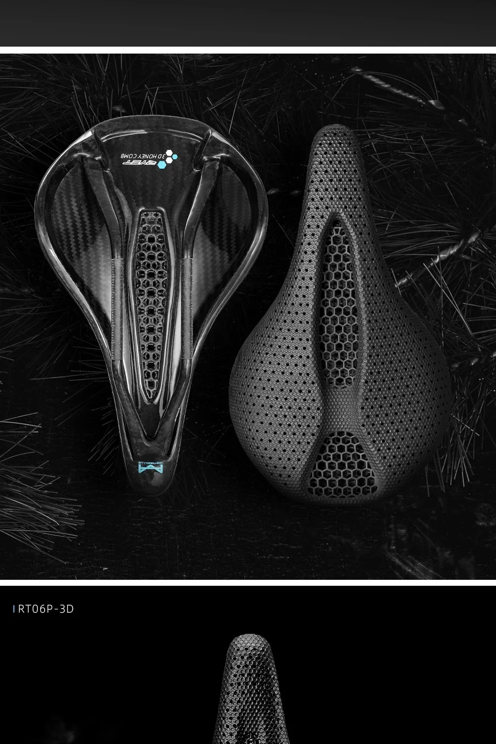 RYET Carbon 3D-gedruckter Sattel 145/155MM 190g 7*9 Fahrradsitz für Herren Damen Triathlon Rennrad MTB Mountain Gravel Fahrradteile – Detail 14