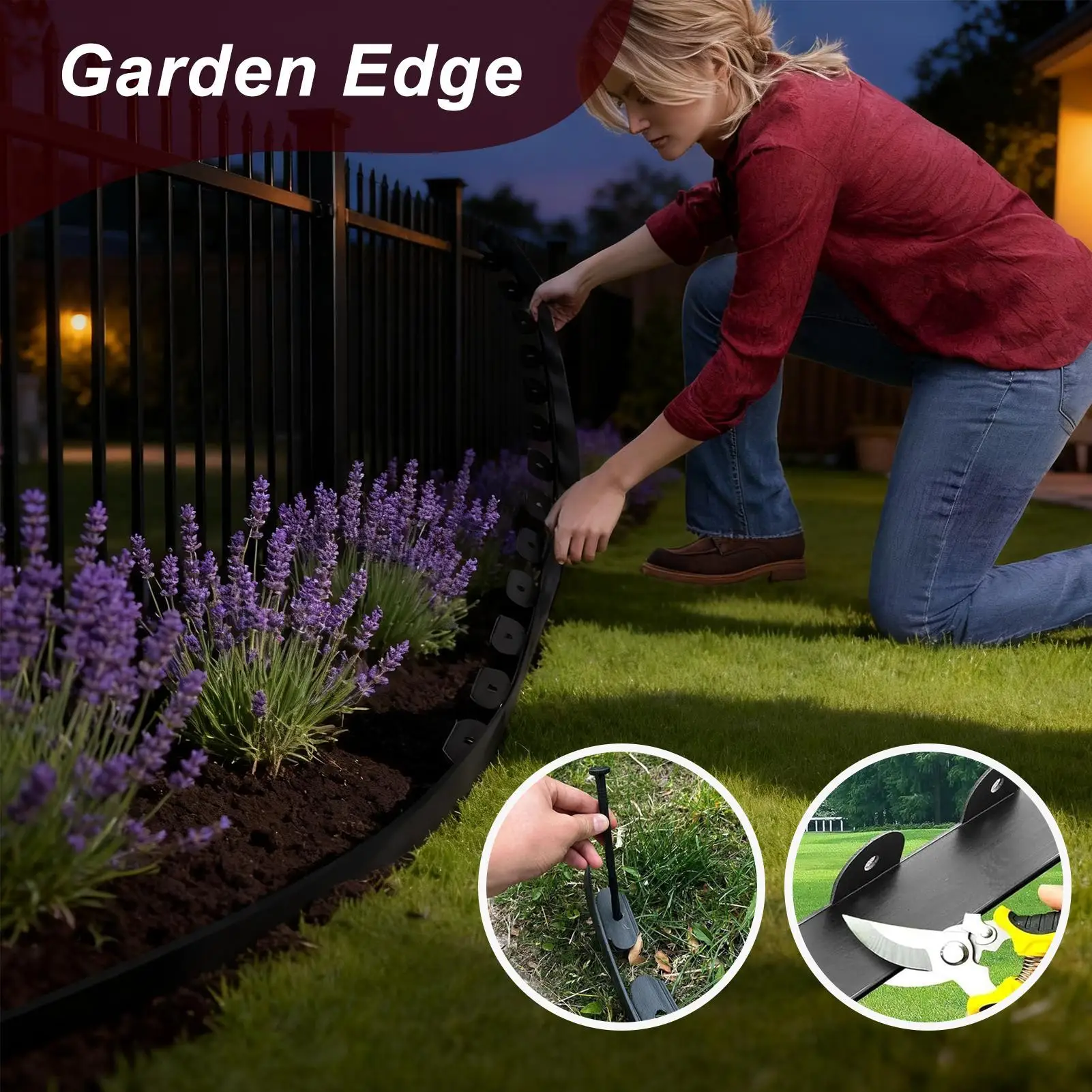 Landscape Edging Garden Fence Landscape Edging Border With 30 Spikes For Flower Beds Yard Paver Playground Backyard Porch