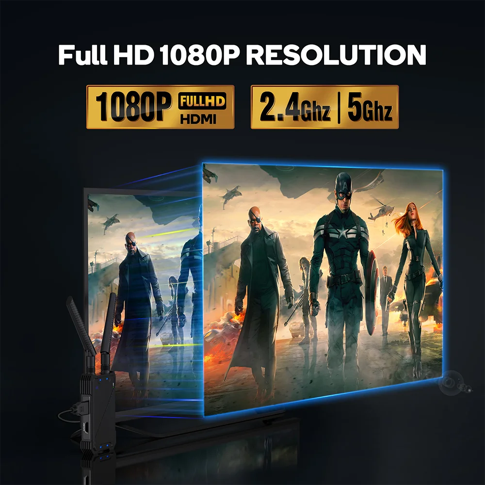 1080P Full HD 1300FT Wireless HDM I Extender Kit Wireless HDM I جهاز إرسال واستقبال مع حلقة خارجية