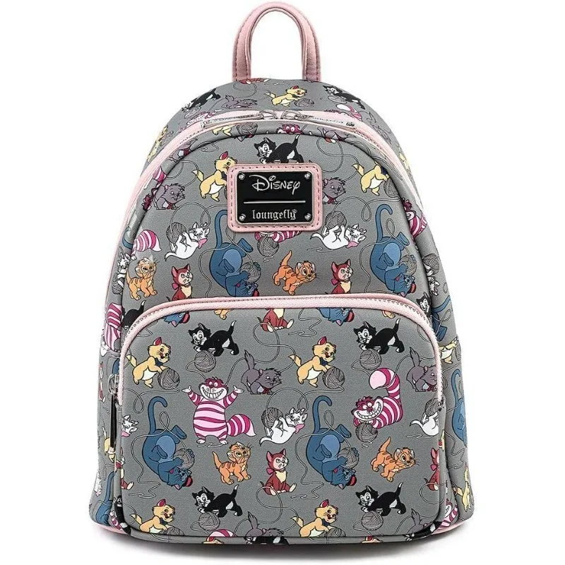 Loungefly Disney Cats Faux Leather Womens Double Strap Shoulder Bag Purse Cheshire Cat Mini Backpack