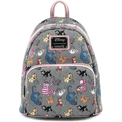 Loungefly-Bolsa de Ombro de Couro Falso para Mulheres, Disney Cats, Alça Dupla, Mini Bolsa, Gato de Cheshire