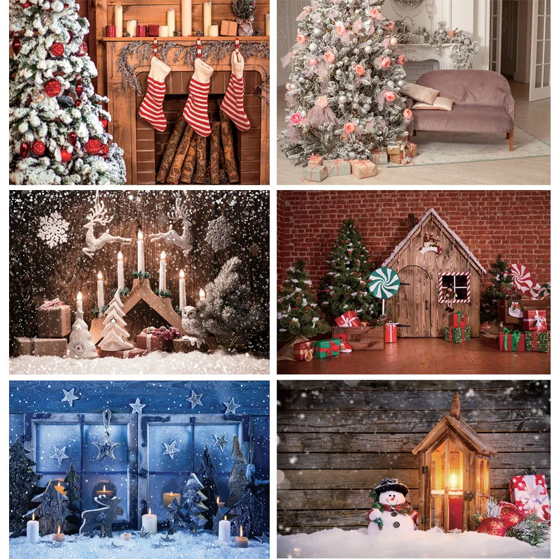 

SHENGYONGBAO Christmas Theme Photography Background Snowman Christmas tree Portrait Backdrops For Photo Studio Props DHT-02