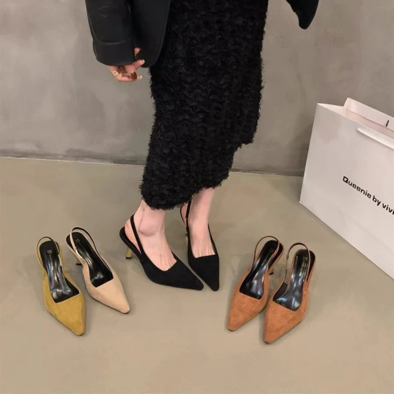 

2025 Summer Ladies Shoes Slip-on Women's High Heels Sexy Leopard Print New Dress Party Pumps Pointed Toe Sandals