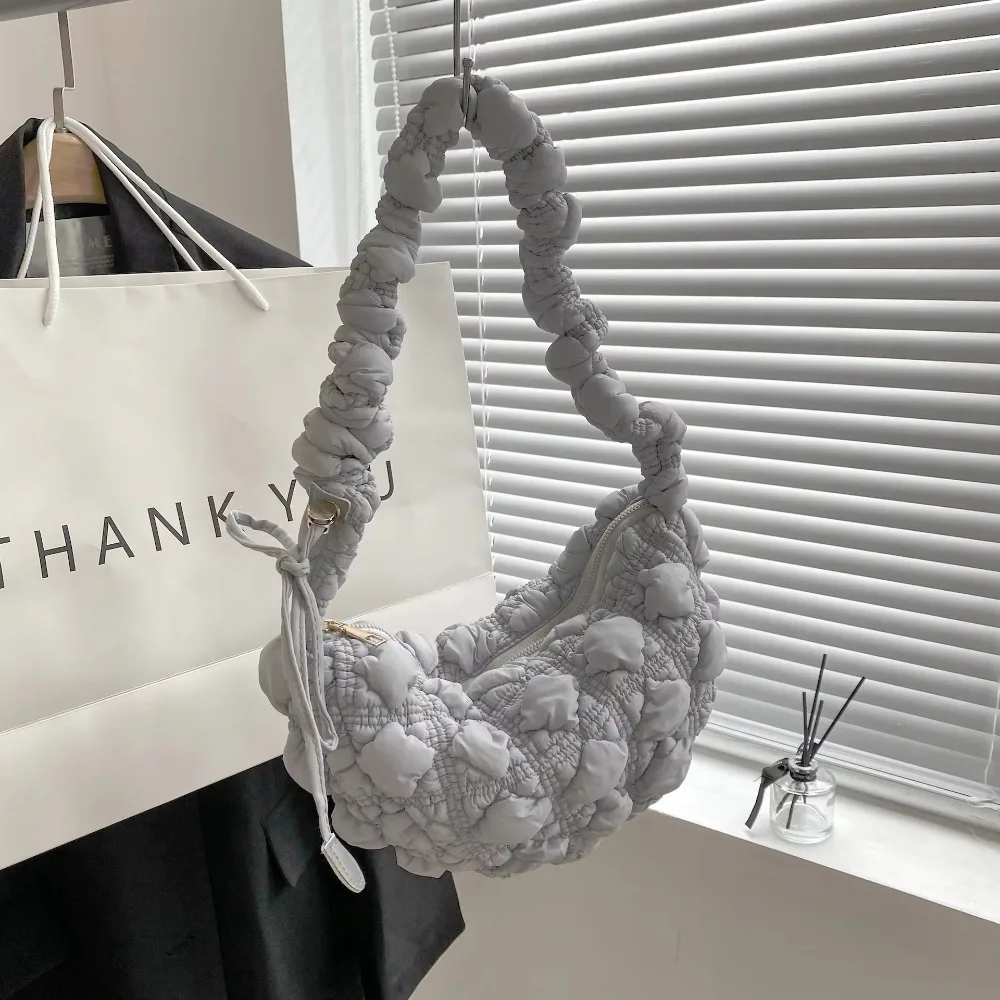 

Space Cotton Korean Shoulder Bag Korean Style Dumplings Bag Rhombus Plaid Handbag Banquet Plaid Bubble Cloud Bag Lady