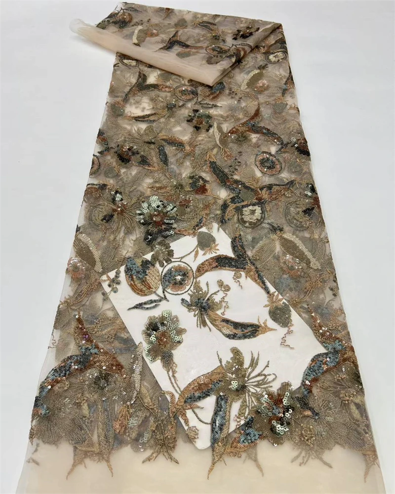 High-end luxe Franse borduurwerk kralen kant stof met pailletten voor bruiloft nieuwste hete verkoop nieuw ontwerp Afrikaanse Nigeriaanse stijl