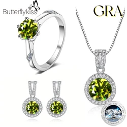 Butterflykiss Real Moissanite S925 Jewelry Set With Certificate Blue Pink Color Pass Dismond Test Jewerly Dating Gift Customized