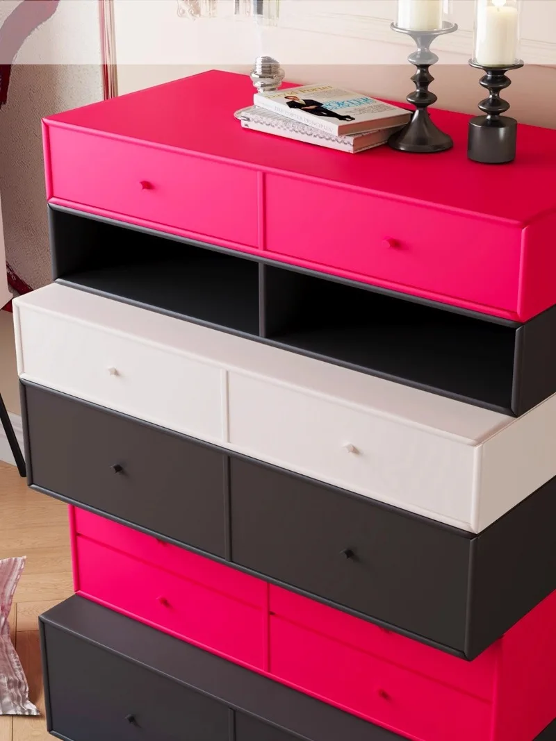 Bucket cabinet, dopamine panda stacking cabinet, cream wind, entrance cabinet against the wall