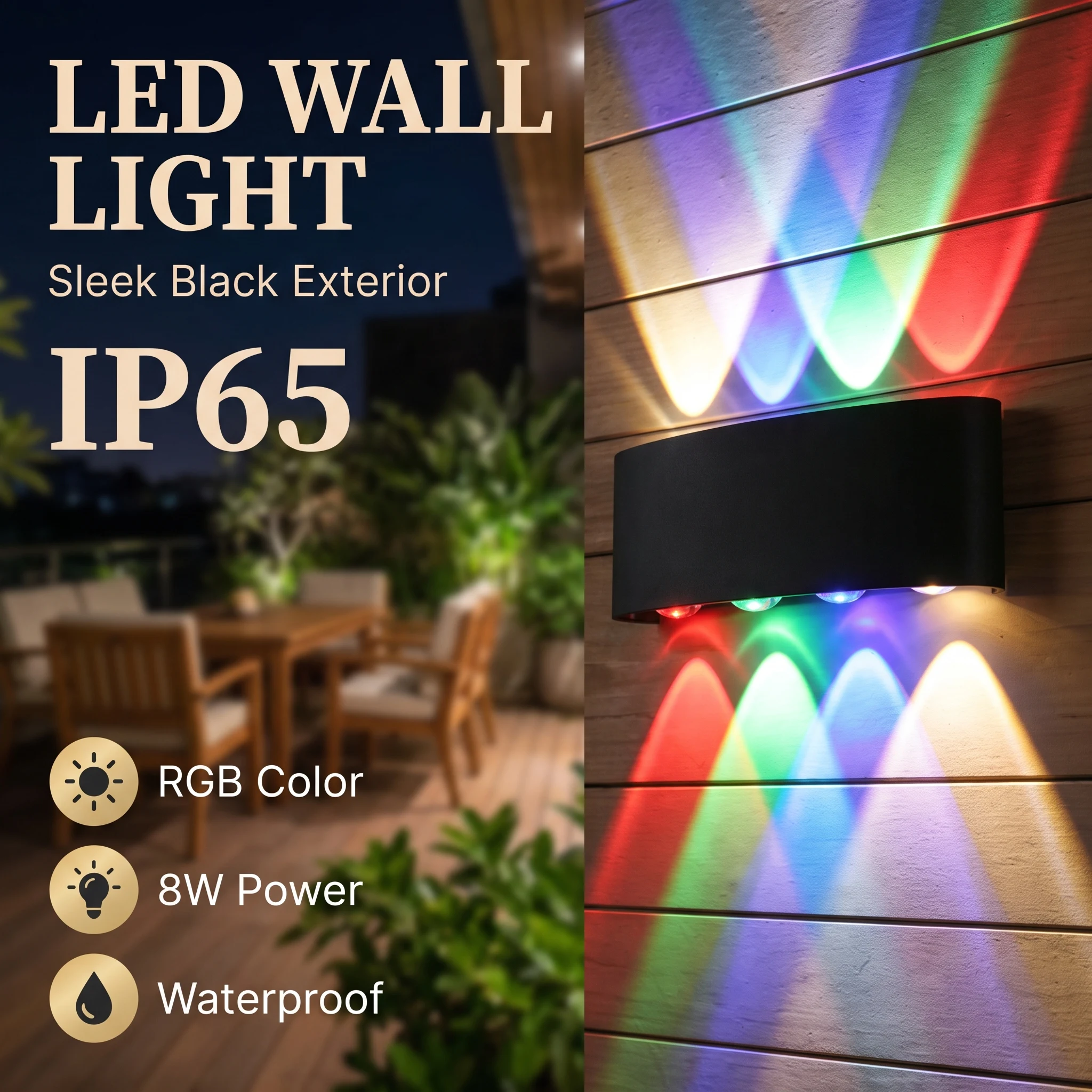 Modern LED Wall Light AC110-265V Up Down Wall Sconce ABS Indoor Outdoor Lamp for Porch Garden Bathroom Home Decor RGB Wall Lamp