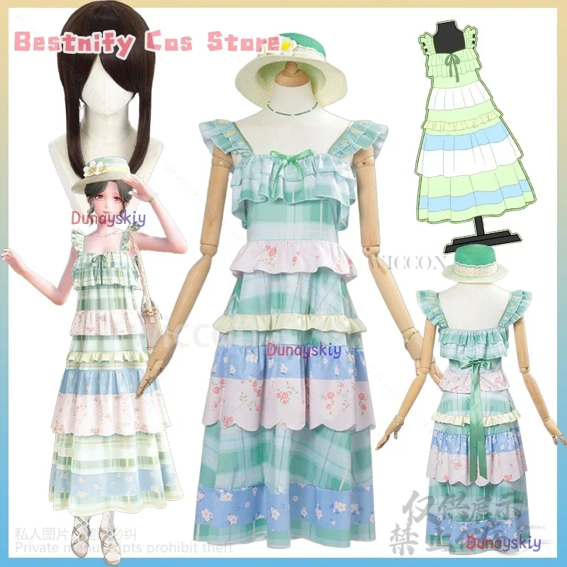 

CosplayGame Infinity Nikki 코스프레 Anime Costume Girl Summer Cami Dress Floral Print Sleeveless Layered Cake Lolita Bohemian Custom