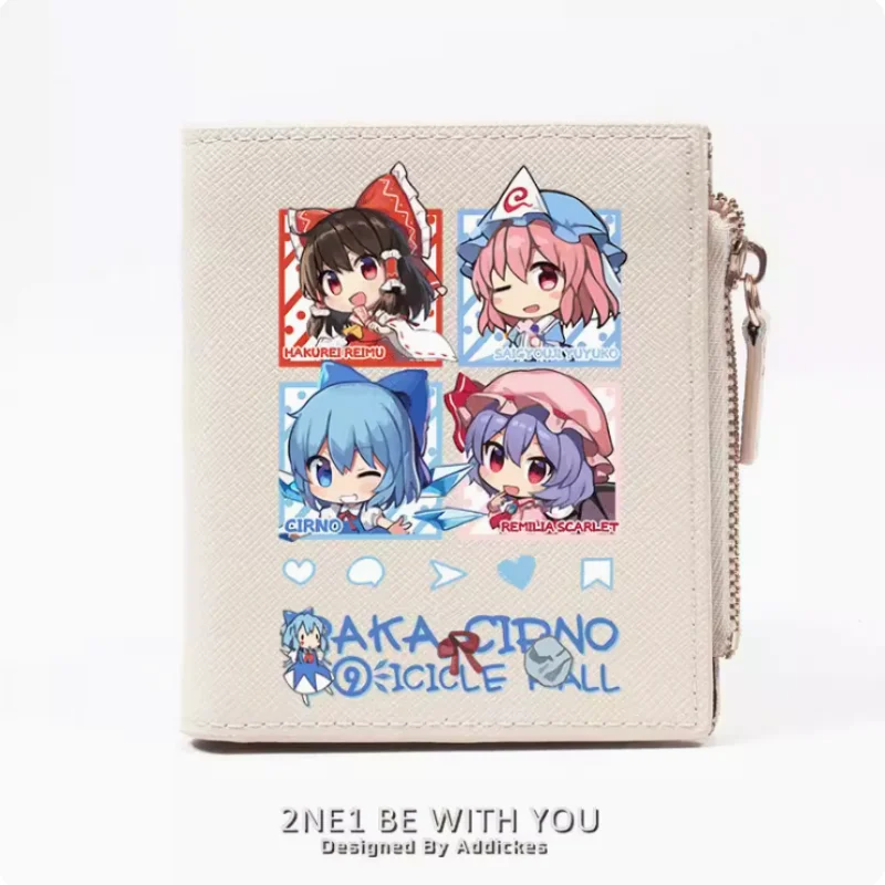 Touhou Project Hakurei Reimu Cirno Anime Fashion Wallet PU Purse Card Coin Zipper Money Bag Cosplay Gift B536