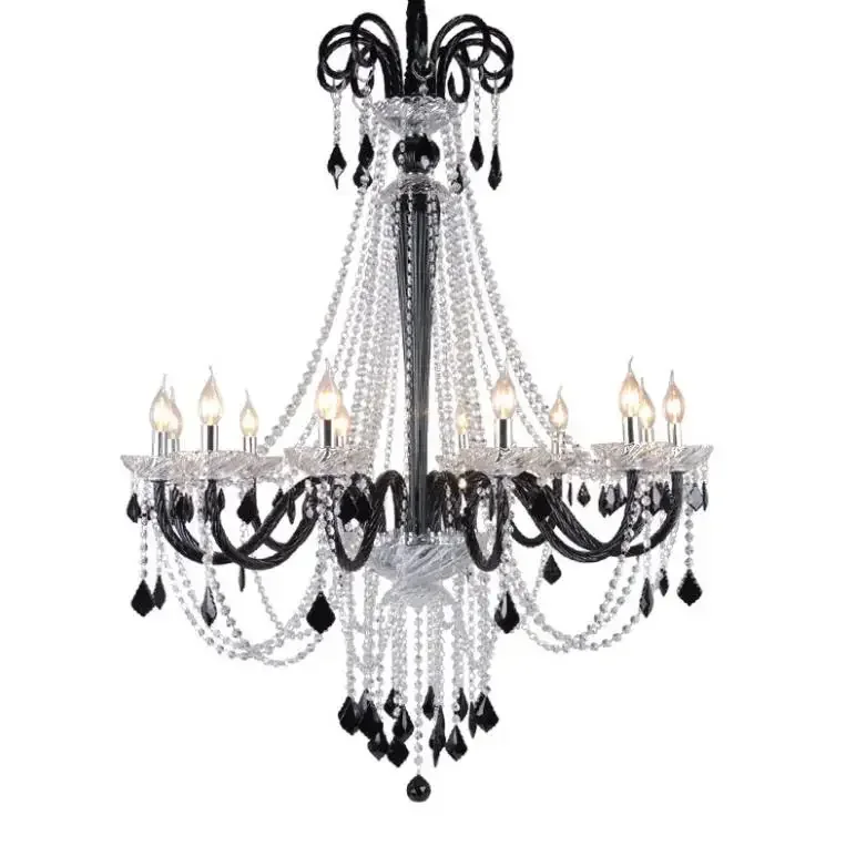

EGR European-style coffee chandelier black and white crystal lamp villa stairwell hotel engineering chandelier lighting